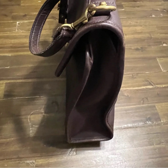 Jack Georges Brown Leather Turn Lock Briefcase Shoulder Bag Messenger - Picture 11 of 16